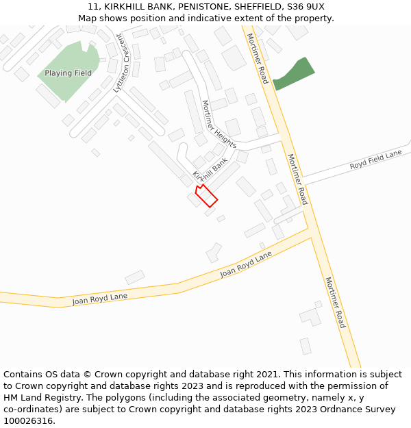 11, KIRKHILL BANK, PENISTONE, SHEFFIELD, S36 9UX: Location map and indicative extent of plot