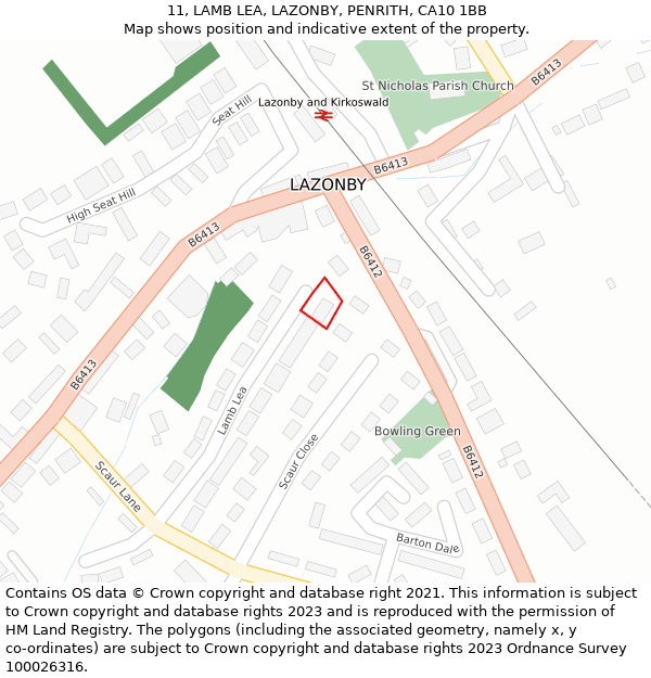 11, LAMB LEA, LAZONBY, PENRITH, CA10 1BB: Location map and indicative extent of plot