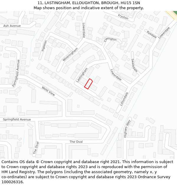 11, LASTINGHAM, ELLOUGHTON, BROUGH, HU15 1SN: Location map and indicative extent of plot