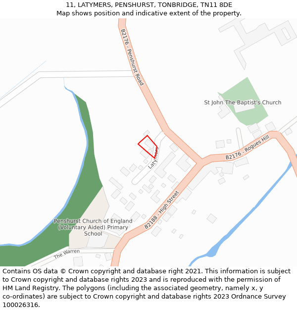 11, LATYMERS, PENSHURST, TONBRIDGE, TN11 8DE: Location map and indicative extent of plot
