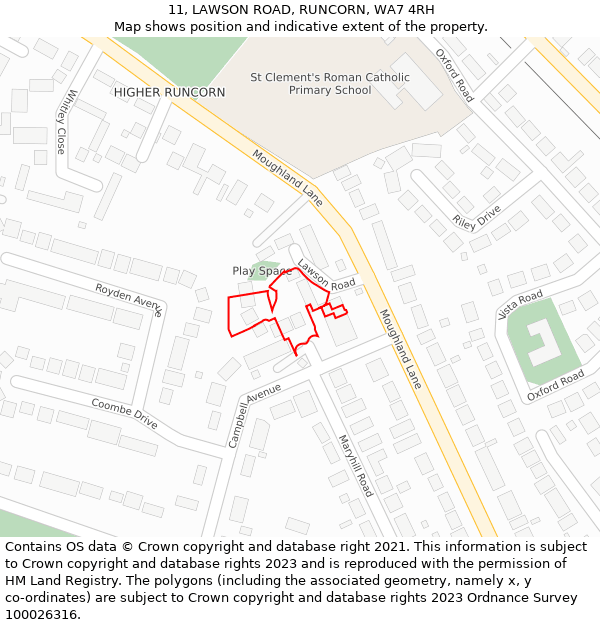 11, LAWSON ROAD, RUNCORN, WA7 4RH: Location map and indicative extent of plot
