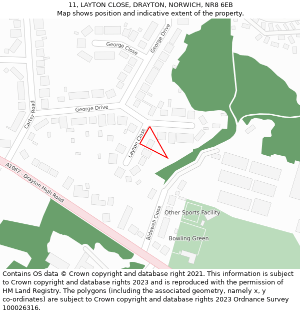 11, LAYTON CLOSE, DRAYTON, NORWICH, NR8 6EB: Location map and indicative extent of plot