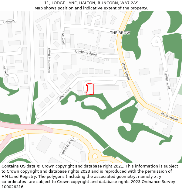 11, LODGE LANE, HALTON, RUNCORN, WA7 2AS: Location map and indicative extent of plot