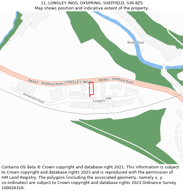 11, LONGLEY INGS, OXSPRING, SHEFFIELD, S36 8ZS: Location map and indicative extent of plot