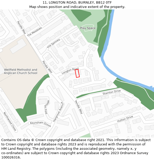 11, LONGTON ROAD, BURNLEY, BB12 0TF: Location map and indicative extent of plot