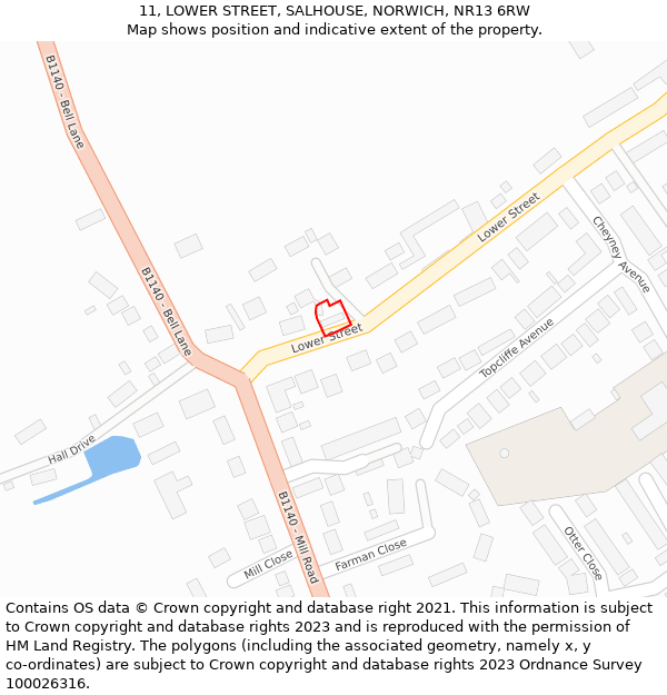 11, LOWER STREET, SALHOUSE, NORWICH, NR13 6RW: Location map and indicative extent of plot