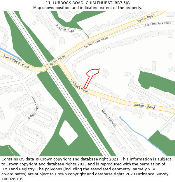 11, LUBBOCK ROAD, CHISLEHURST, BR7 5JG: Location map and indicative extent of plot