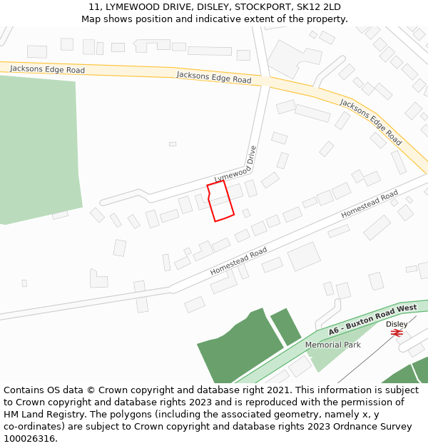 11, LYMEWOOD DRIVE, DISLEY, STOCKPORT, SK12 2LD: Location map and indicative extent of plot