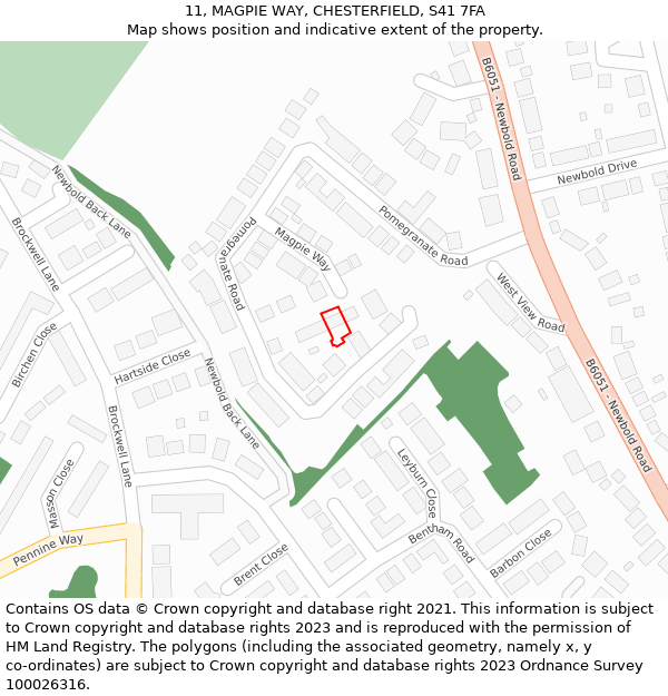 11, MAGPIE WAY, CHESTERFIELD, S41 7FA: Location map and indicative extent of plot