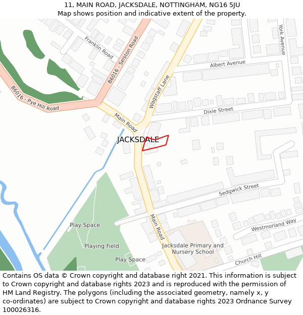 11, MAIN ROAD, JACKSDALE, NOTTINGHAM, NG16 5JU: Location map and indicative extent of plot