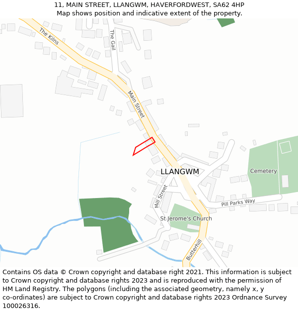 11, MAIN STREET, LLANGWM, HAVERFORDWEST, SA62 4HP: Location map and indicative extent of plot