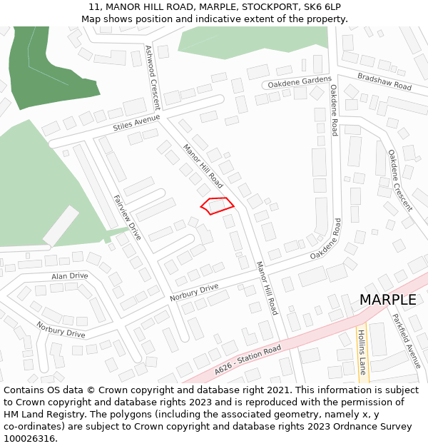 11, MANOR HILL ROAD, MARPLE, STOCKPORT, SK6 6LP: Location map and indicative extent of plot