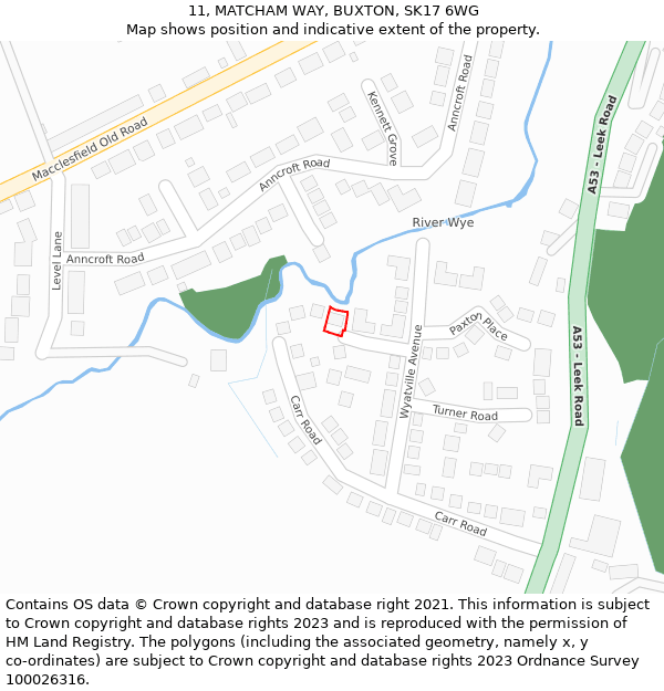 11, MATCHAM WAY, BUXTON, SK17 6WG: Location map and indicative extent of plot