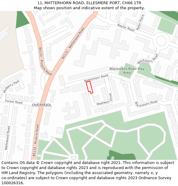 11, MATTERHORN ROAD, ELLESMERE PORT, CH66 1TR: Location map and indicative extent of plot