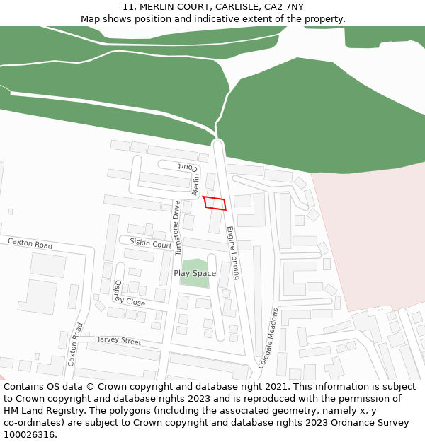 11, MERLIN COURT, CARLISLE, CA2 7NY: Location map and indicative extent of plot