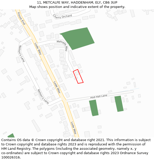 11, METCALFE WAY, HADDENHAM, ELY, CB6 3UP: Location map and indicative extent of plot