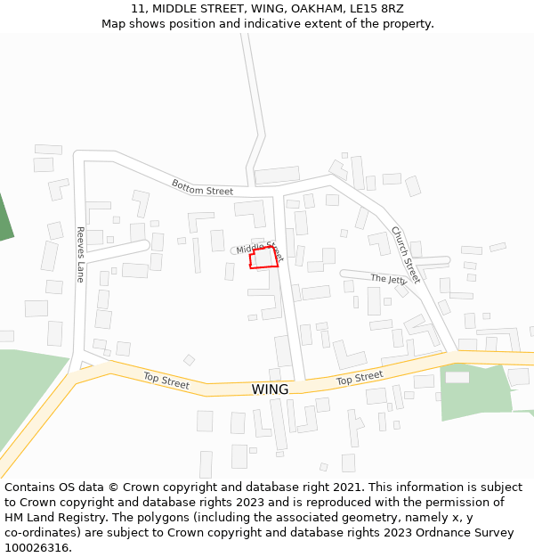 11, MIDDLE STREET, WING, OAKHAM, LE15 8RZ: Location map and indicative extent of plot