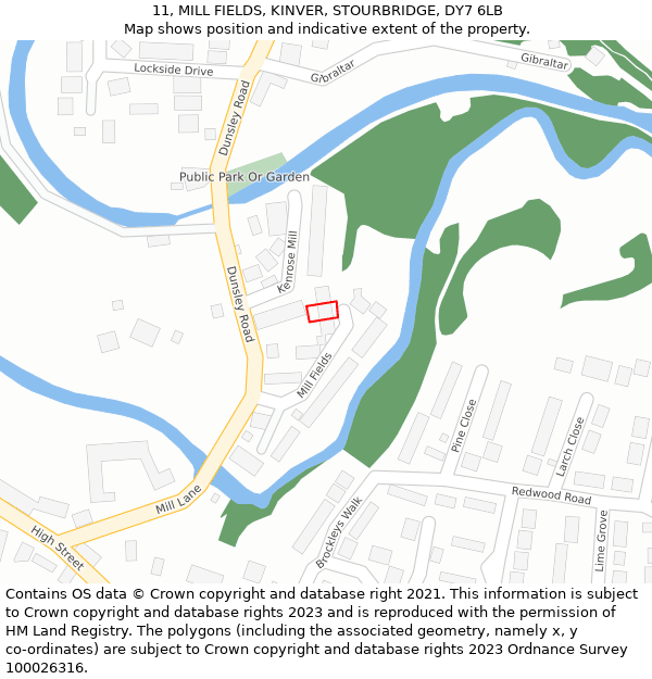 11, MILL FIELDS, KINVER, STOURBRIDGE, DY7 6LB: Location map and indicative extent of plot