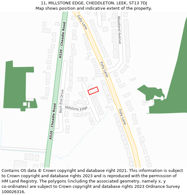 11, MILLSTONE EDGE, CHEDDLETON, LEEK, ST13 7DJ: Location map and indicative extent of plot