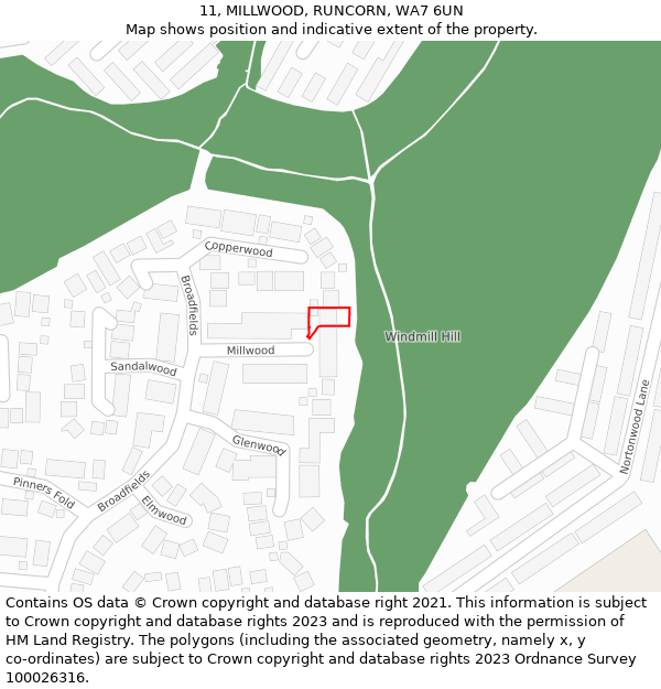 11, MILLWOOD, RUNCORN, WA7 6UN: Location map and indicative extent of plot