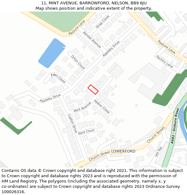 11, MINT AVENUE, BARROWFORD, NELSON, BB9 6JU: Location map and indicative extent of plot