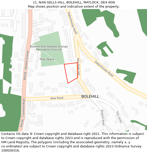 11, NAN GELLS HILL, BOLEHILL, MATLOCK, DE4 4GN: Location map and indicative extent of plot