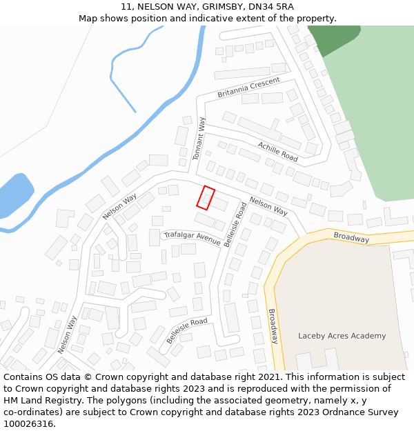 11, NELSON WAY, GRIMSBY, DN34 5RA: Location map and indicative extent of plot