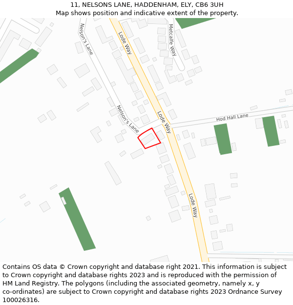 11, NELSONS LANE, HADDENHAM, ELY, CB6 3UH: Location map and indicative extent of plot