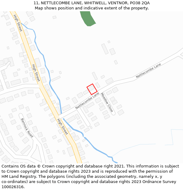 11, NETTLECOMBE LANE, WHITWELL, VENTNOR, PO38 2QA: Location map and indicative extent of plot