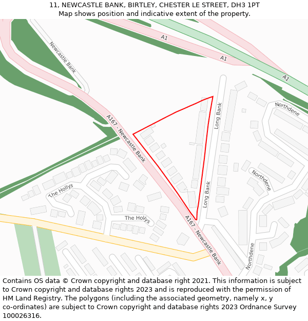 11, NEWCASTLE BANK, BIRTLEY, CHESTER LE STREET, DH3 1PT: Location map and indicative extent of plot