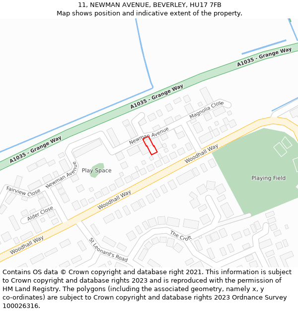 11, NEWMAN AVENUE, BEVERLEY, HU17 7FB: Location map and indicative extent of plot