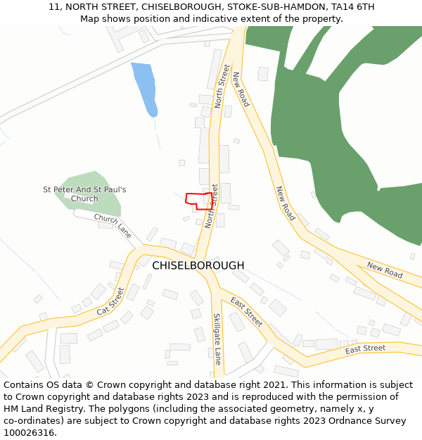 11, NORTH STREET, CHISELBOROUGH, STOKE-SUB-HAMDON, TA14 6TH: Location map and indicative extent of plot