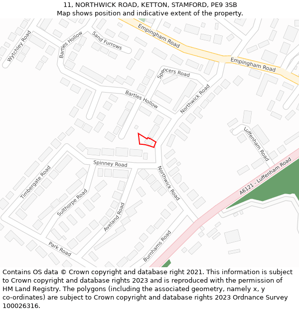 11, NORTHWICK ROAD, KETTON, STAMFORD, PE9 3SB: Location map and indicative extent of plot