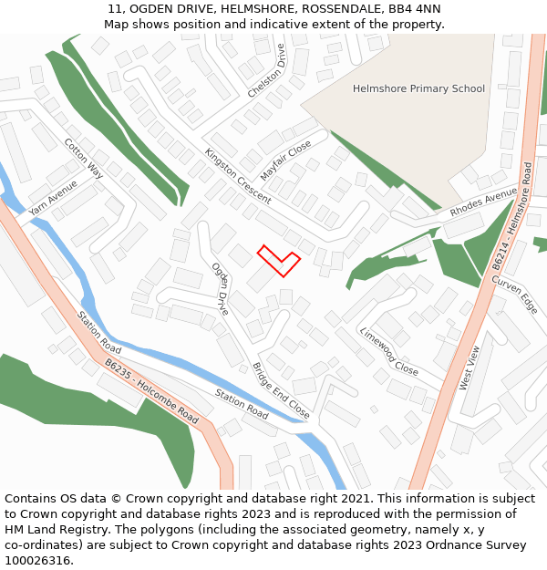 11, OGDEN DRIVE, HELMSHORE, ROSSENDALE, BB4 4NN: Location map and indicative extent of plot