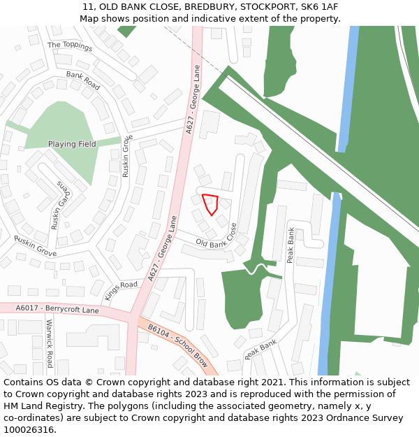 11, OLD BANK CLOSE, BREDBURY, STOCKPORT, SK6 1AF: Location map and indicative extent of plot