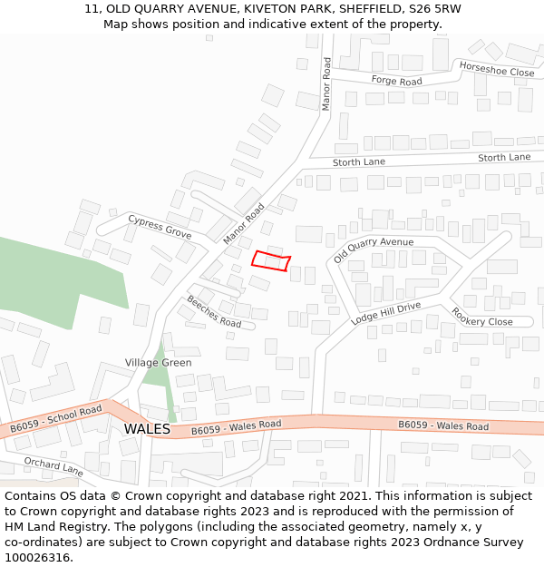 11, OLD QUARRY AVENUE, KIVETON PARK, SHEFFIELD, S26 5RW: Location map and indicative extent of plot