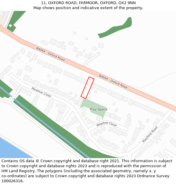 11, OXFORD ROAD, FARMOOR, OXFORD, OX2 9NN: Location map and indicative extent of plot