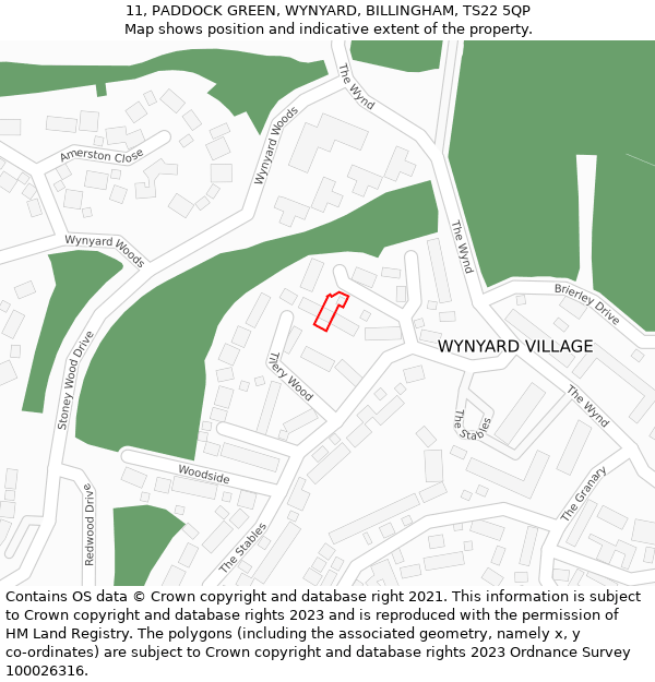 11, PADDOCK GREEN, WYNYARD, BILLINGHAM, TS22 5QP: Location map and indicative extent of plot