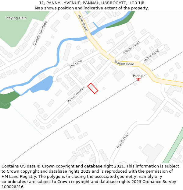 11, PANNAL AVENUE, PANNAL, HARROGATE, HG3 1JR: Location map and indicative extent of plot