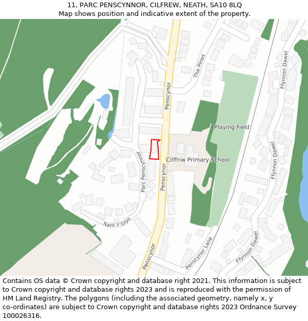 11, PARC PENSCYNNOR, CILFREW, NEATH, SA10 8LQ: Location map and indicative extent of plot