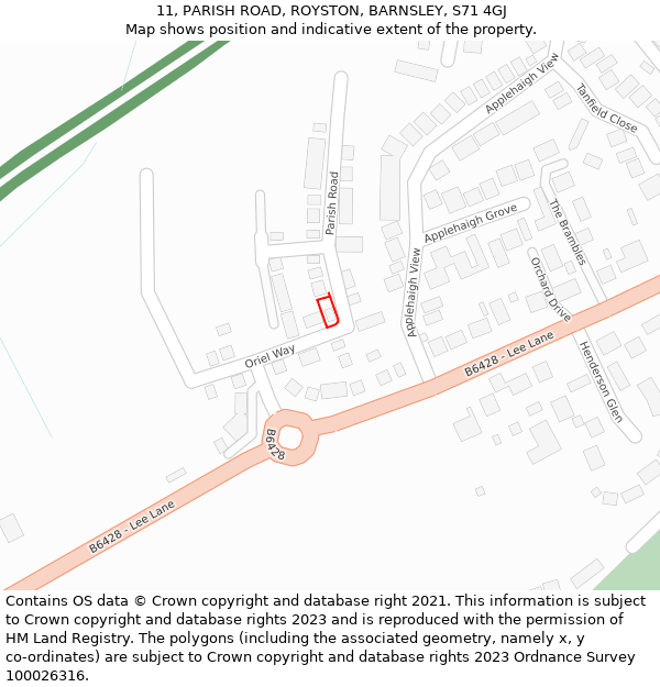 11, PARISH ROAD, ROYSTON, BARNSLEY, S71 4GJ: Location map and indicative extent of plot