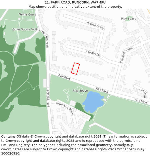 11, PARK ROAD, RUNCORN, WA7 4PU: Location map and indicative extent of plot