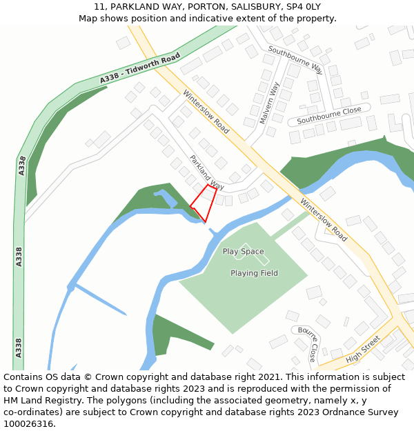 11, PARKLAND WAY, PORTON, SALISBURY, SP4 0LY: Location map and indicative extent of plot