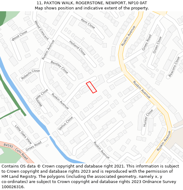 11, PAXTON WALK, ROGERSTONE, NEWPORT, NP10 0AT: Location map and indicative extent of plot