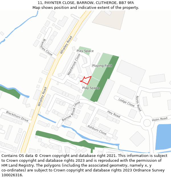 11, PAYNTER CLOSE, BARROW, CLITHEROE, BB7 9FA: Location map and indicative extent of plot