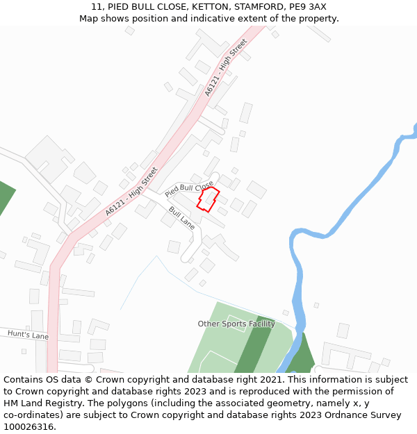 11, PIED BULL CLOSE, KETTON, STAMFORD, PE9 3AX: Location map and indicative extent of plot