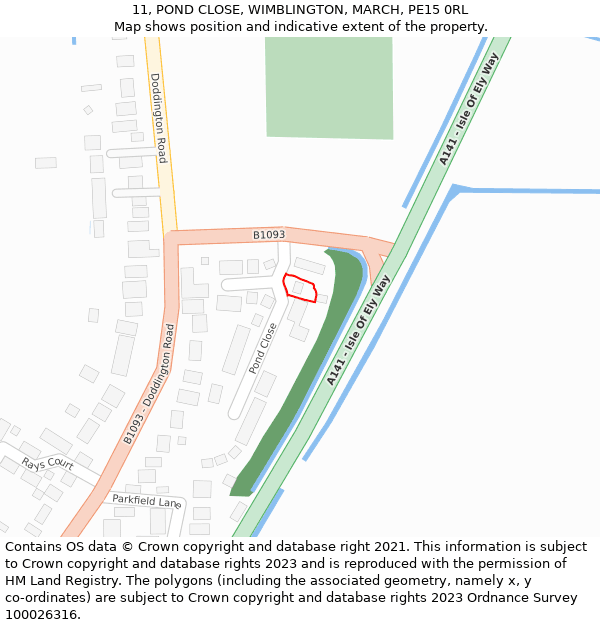 11, POND CLOSE, WIMBLINGTON, MARCH, PE15 0RL: Location map and indicative extent of plot