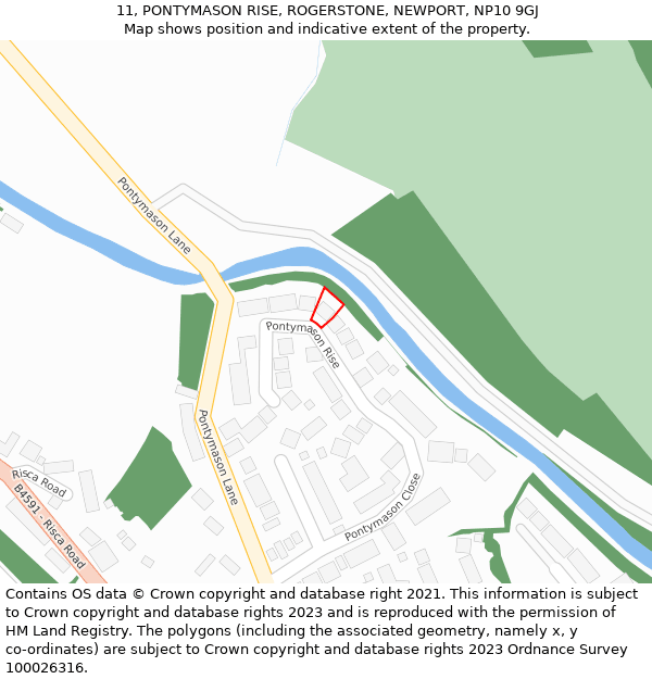 11, PONTYMASON RISE, ROGERSTONE, NEWPORT, NP10 9GJ: Location map and indicative extent of plot