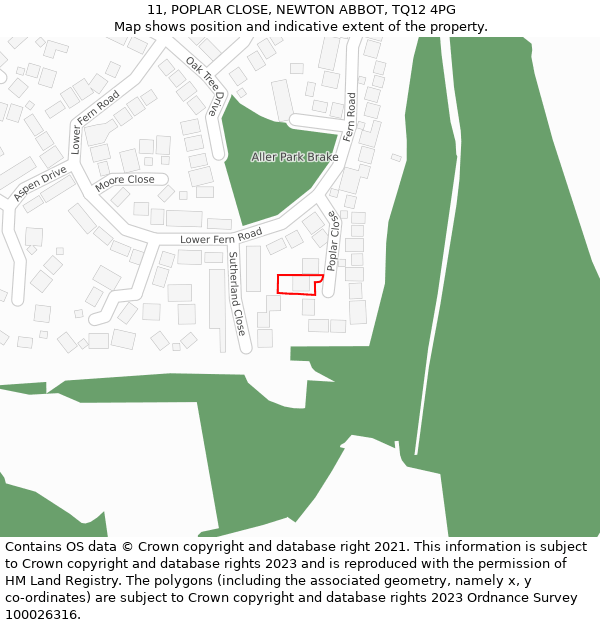11, POPLAR CLOSE, NEWTON ABBOT, TQ12 4PG: Location map and indicative extent of plot