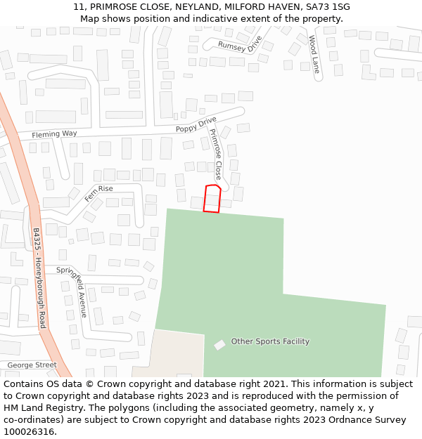 11, PRIMROSE CLOSE, NEYLAND, MILFORD HAVEN, SA73 1SG: Location map and indicative extent of plot